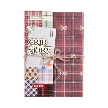 Imagem de Pacote De Papel Vintage Xadrez Para Scrapbook, 160 Folhas Com Padrão Q