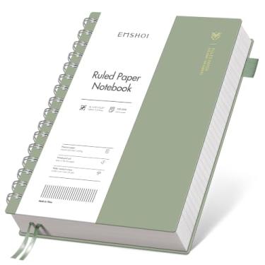 Imagem de EMSHOI Caderno espiral forrado, caderno pautado universitário A5, 300 páginas/150 folhas, papel livre de ácido de 100 g/m², caderno de capa mole à prova d'água para escola, trabalho, anotações, 14,5