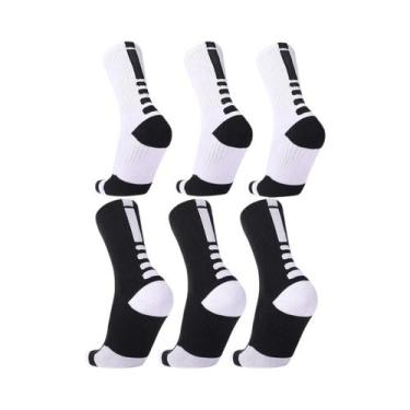 Imagem de Meias Esportivas Unissex 6 Pares Com Sola Acolchoada Para Futebol, Bas