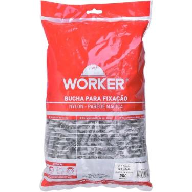 Imagem de Bucha de Nylon Bucha 08 500pc 40MM Fixação em Concreto e Alvenaria Branco Worker 500 PEÇAS
