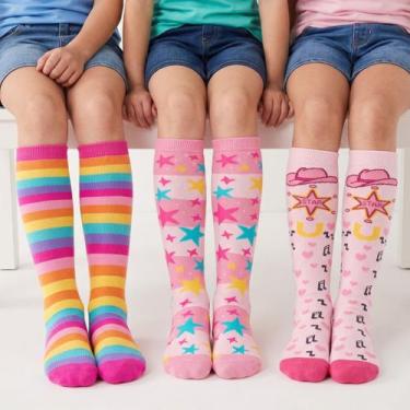 Imagem de Kit 3 Meia galochita infantil menina colorida para galocha infantil ca
