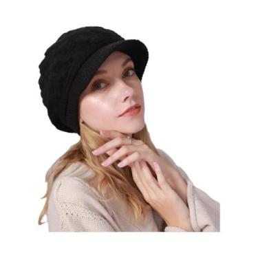 Imagem de Gorro De Lã Quente E Espesso Com Ponto Trançado, Pelúcia, Proteção Con