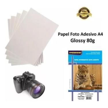 Imagem de Kit 4 Pcte Folha Papel Fotográfico Adesivo 80g A4 20 Cada Branco 80 Gr
