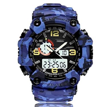 Imagem de Relógio Digital Masculino Camuflado Militar Tela Led Relógio de Pulso Esportivo A Prova D'água Multifuncional (C3)