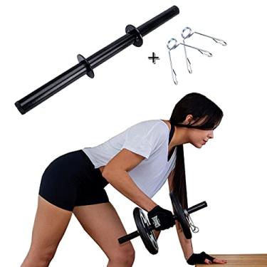 Imagem de Kit Musculação Presilhas Halter Barra Oca 40cm Halteres Anilha, Barra Academia, Barra Biceps, Triceps, Barras Musculação