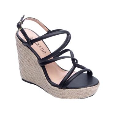 Imagem de Sandálias Femininas Anabela Cor Preta Número 37 Referencia 200.107E Linda