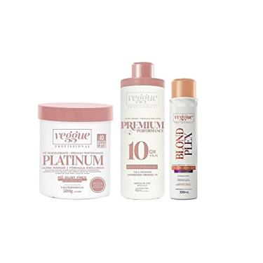 Imagem de Kit Pó descolorante Azul Premium, Água Oxigenada 10 Volumes e Blond Plex, Veggue Profissional