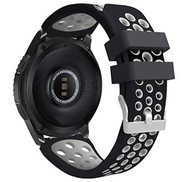 Imagem de Pulseira 22mm Esportiva compatível com Samsung Galaxy Watch 3 45mm - Galaxy Watch1 46mm - Gear S3 Frontier - Amazfit GTR 47mm - Amazfit GTR 2 - Amazfit GTR 3 PRO - Marca LTIMPORTS (Preto/Branco)