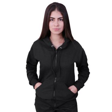 Imagem de Blusa Moletom Com Ziper Feminino Preto