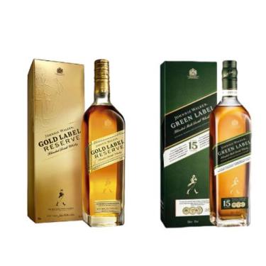 Imagem de Kit 2 Whiskys Johnnie Walker Gold Label 750Ml + Green Label 750Ml