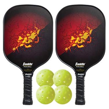 Imagem de Franklin Sports Conjunto de bolas e remo de pickleball – (2) raquetes de pickleball de fibra de vidro + (4) bolas de pickleball X-40 – Aprovado pela USA Pickleball (USAPA)