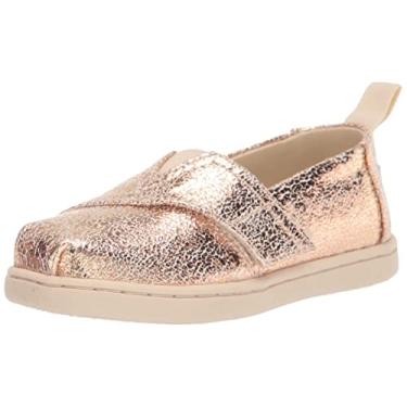 Imagem de TOMS Mocassim infantil unissex Alpargata, Folha dourada rachada, 6 Little Kid