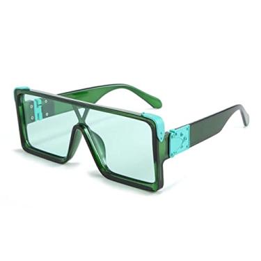 Imagem de Designer Masculino Feminino Óculos de Sol Quadrado Grande Tendência Moda Conjunta Verde Azul Óculos Sombra, Verde Verde, Como a imagem