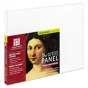 Imagem de Ampersand Art Supply Painel de pintura de arte Gesso de madeira: textura de tela, berço de 3/4 polegadas, 22,8 x 30,4 cm