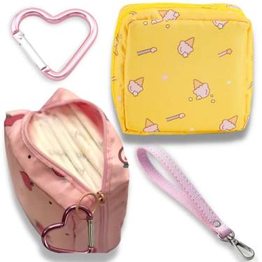 Imagem de Adorable Pink Peri - Guardanapos sanitários reutilizáveis bolsa de armazenamento portátil para mulheres e meninas | feita de algodão | reutilizável | período zero desperdício (2 pacotes (2))
