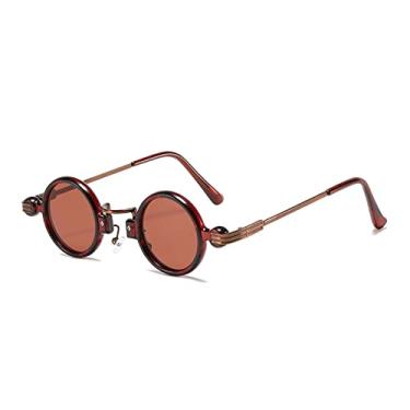 Imagem de Óculos de sol redondos vintage pequenos para homens óculos de sol espelho de luxo feminino tons góticos femininos, marrom c4, china