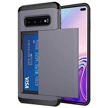 Imagem de Para samsung galaxy s10 plus s10e s10 5g s9 s8 s7 s6 edge s5 caso slide armadura carteira slots cartão titular capa para samsung nota 9 8, cinza, para galaxy s9