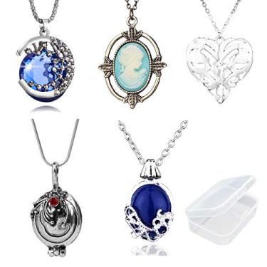Imagem de PPX 5 peças de colares de vampiro para fãs - Colar Katherine de caminhada diurna - Corrente de colar verbena pode abrir acessório de fantasia de prata - com caixa de armazenamento transparente, Metal,