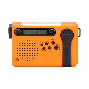 Imagem de Rádio de emergência, alarme SOS, ABS, carregamento solar, rádio de banda completa, FM AM, SW para camping (laranja)