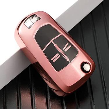 Imagem de YJADHU Capa de chave de carro TPU capa completa 2 botões controle remoto bolsa de chave, apto para Vauxhall Opel Corsa Astra Vectra Signum, rosa