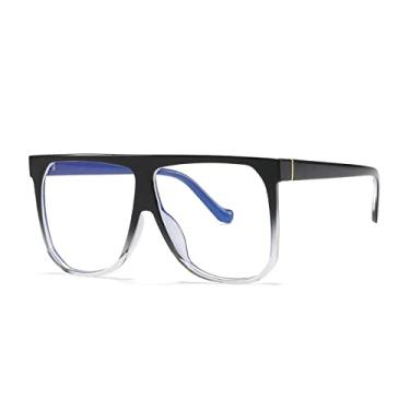 Imagem de Óculos de sol quadrados grandes de uma peça para mulheres moda uv400 óculos de sol masculinos lentes transparentes, 1, tamanho único