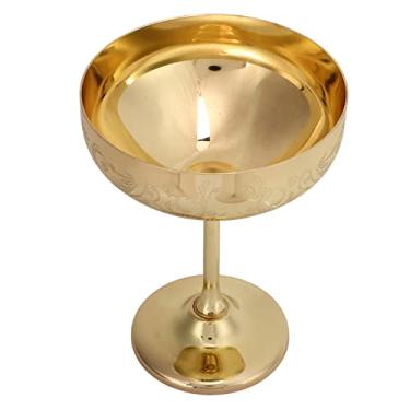 Imagem de Leftwei Taça de vinho tinto, cálice de champanhe de metal com sensação confortável 304 aço inoxidável (copo de orelha de flor banhado a ouro)