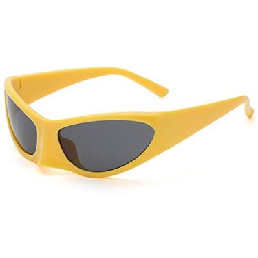 Imagem de Óculos de sol de olho de gato vintage para mulheres Óculos de sol de condução de cores doces Masculino tons chiques de hip hop, cinza amarelo, tamanho único