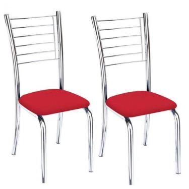 Imagem de Kit 2 Cadeiras Vanessa Cromada Para Cozinha-Assento Vermelho-Gat Magaz