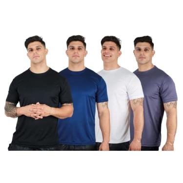 Imagem de Kit 4 Camisetas Dry Fit Premium Básica Academia Esporte Cor:Preto, Branco, Marinho, Cinza;Tamanho:G