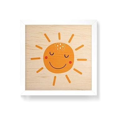 Imagem de Arte Maníacos Quadro decorativo com moldura caixa branca em Madeira - Sol Sorriso - 30x30cm