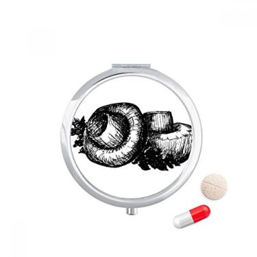 Imagem de Estojo de comprimidos com estampa de linha de cogumelos realista, caixa de armazenamento de medicamentos, dispensador de recipiente