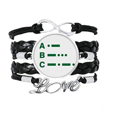 Imagem de OFFbb-USA Pulseira Morse Code One Two Point Line Representation Pulseira Love Acessório de couro torcido para presente