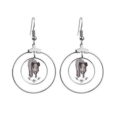 Imagem de Brincos de javali espada coroa animal estilo barroco pendentes joia círculo gota