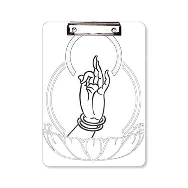 Imagem de Pasta de prancheta com estampa simples de lótus da mão budista placa de apoio A4