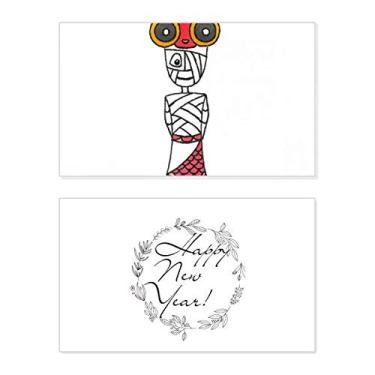 Imagem de Egypt Mummy Horus Chapéu de peixe dourado Festival de Ano Novo Cartão de felicitações Bless Message Present