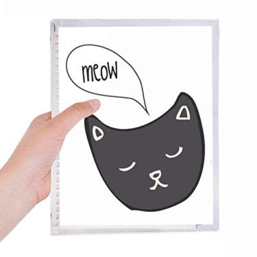 Imagem de Caderno Black Cat Head Mewing Animal Diário Folhas Soltas Recarregável Diário Papelaria