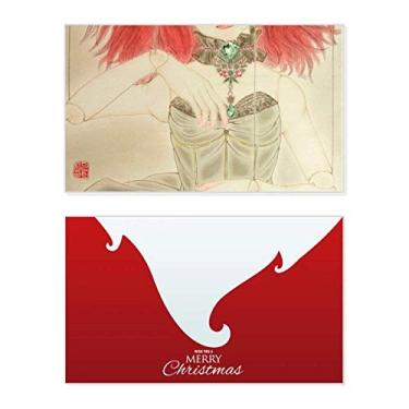 Imagem de Boneca de fantoche estilo chinês aquarela feriado Feliz Natal Cartão de parabéns Mensagem de Natal