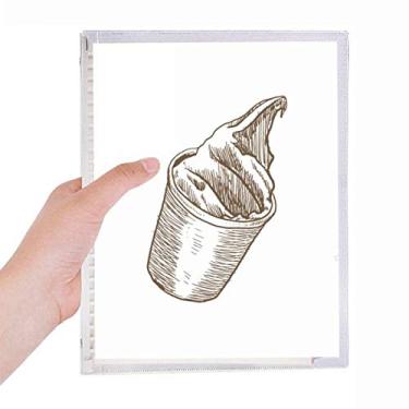 Imagem de Caderno de folhas soltas para esboço manual marrom com copo de sorvete, diário recarregável, papelaria