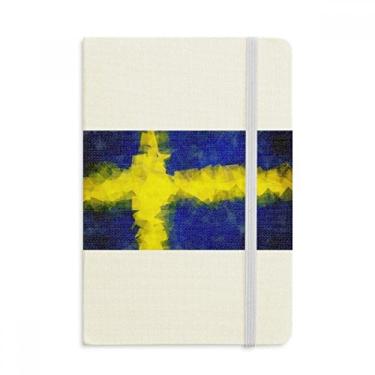 Imagem de Caderno com estampa de bandeira sueca abstrata oficial de tecido capa dura diário clássico