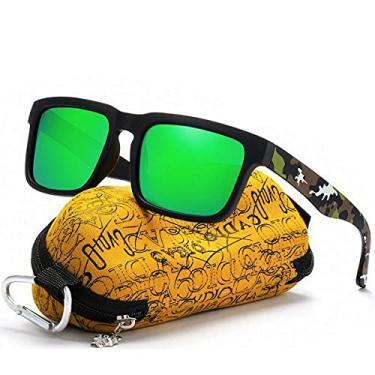 Imagem de Óculos de Sol Masculino Kdeam Estilo Surf Quadrado Hastes Estampadas Proteção uv400 Polarizados (C4)