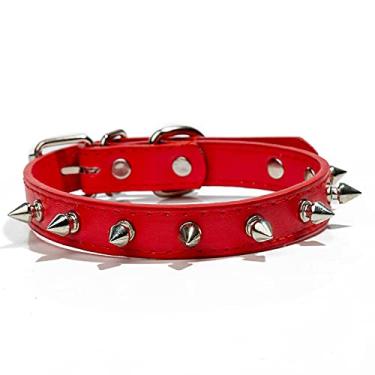Imagem de Ajustável de Couro Cravado Studded Coleiras para Filhote de Cachorro Pequeno Cães de Médio E Grande Clássico Couro Genuíno Coleiras Para Animais de Estimação para Gatos Filhote de