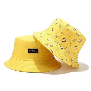 Imagem de Boné Chapéu Bucket Hat Dog Shiba Dupla Face Amarelo Cachorro - Bulier