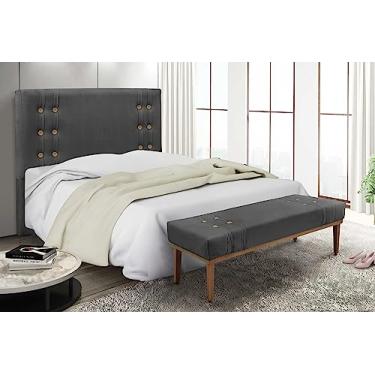 Imagem de Kit Cabeceira e Recamier Sofá Divã Dois Lugares Calçadeira 1,6 M Artemis (Suede cinza)