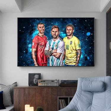 Quadro decorativo1 peça 40x60 Messi jogador de futebol para sala