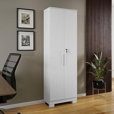 Imagem de Armario Multiuso 2 Portas com Chave 100% Mdf Prisma Espresso Móveis Branco