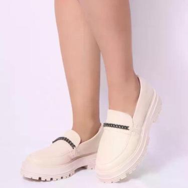 Imagem de Mocassim Oxford Feminino Tratorado de Correntes - Off White