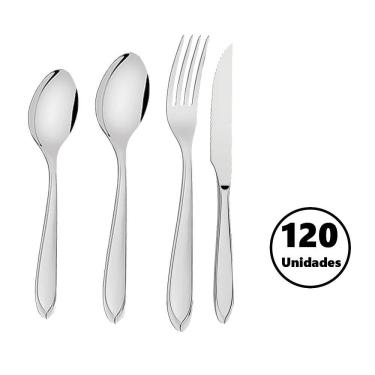 Imagem de Conjunto de Talheres Laguna Aço Inox 120 Peças para Restaurante Tramontina