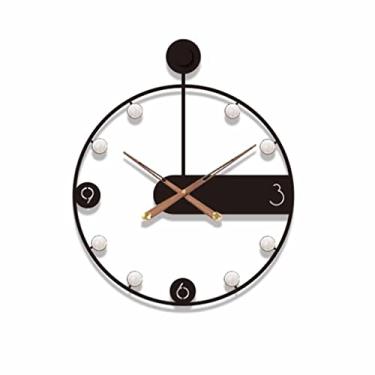 Imagem de Relógio de ferro forjado Diamante Sala de estar Relógio doméstico Relógio montado na parede (Preto 60 cm) Efficency