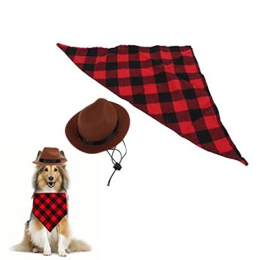 Imagem de Conjunto De Fantasia De Cowboy Para Cães, Fantasia De Animal De Estimação De Halloween, Fantasia De Cachorro De Halloween, Chapéu E Cachecol Ajustáveis, Para Festas De Halloween(marrom avermelhado)