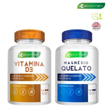 Imagem de Kit Vitamina D3 10.000Ui + Magnesio Quelato 500Mg Puro Premium 240Cáp